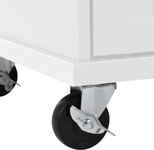 Vista 98 de P PURLOVE Carrito de isla de cocina con parte superior de madera y ruedas de bloqueo, carrito móvil de isla de cocina con armario de 4 puertas