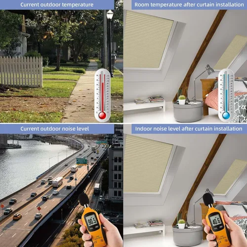 Vista 3 de ZSTARR Persianas manuales de tragaluz sin cordón, con diseño de panal de abeja, persianas de tela totalmente opacas para ventanas de habitación