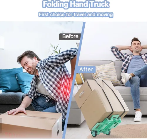 Vista 4 de Carretilla de mano plegable con dolly, carretilla de compras plegable, dolly de mano mini ligera, carretilla de mochila, carretilla de equipaje