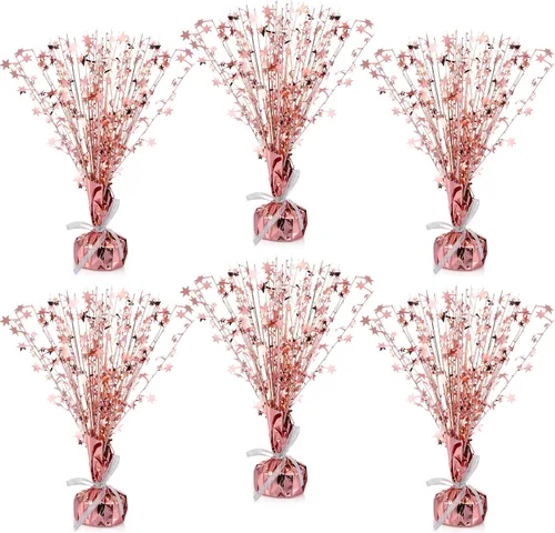 Vista 15 de Crowye 6 piezas de centro de mesa de papel de aluminio metálico para decoración de mesa de cumpleaños, boda, graduación, despedida de soltera, Negro