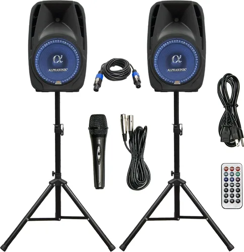Par de bocinas Alphasonik todo en uno de 8 pulgadas con potencia de 800W PRO DJ amplificados con Bluetooth