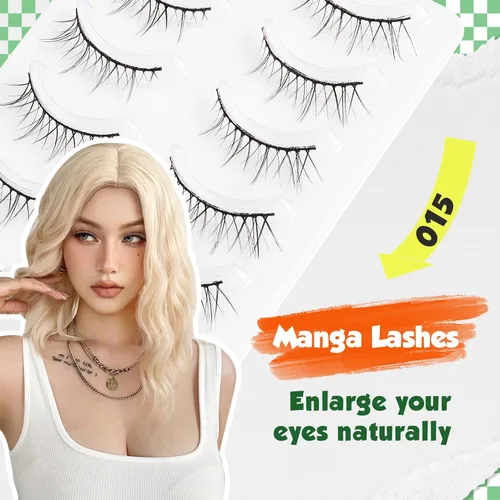 Vista 2 de Pestañas postizas naturales – Pestañas postizas suaves y onduladas de visón sintético de 0.394 pulgadas (0.433 in), pestañas rizadas 3D – aspecto