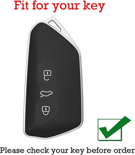Vista 2 de KUNIO Funda para llavero de automóvil para VW Golf 8 RS Atlas Seat Leon funda protectora llavero de cuero 3 botones
