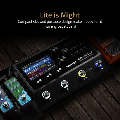 Vista 3 de Valeton GP-200LT Pedal de efectos múltiples Procesador de efectos de guitarra Pedal de graves Amplificador Modelado de gabinetes IR Simulación