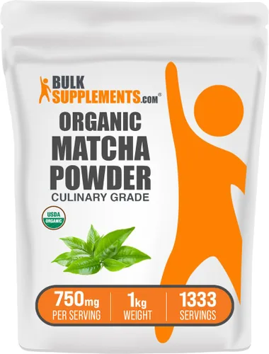 BulkSupplements. com Polvo de matcha orgánico – Matcha en polvo para café con leche, matcha de grado culinario – Orgánico y sin gluten, 750 mg por