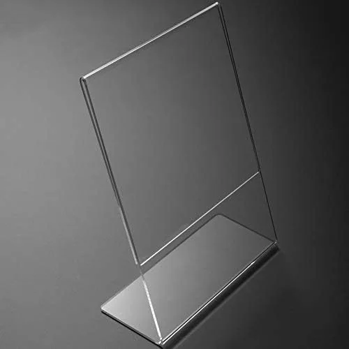 Vista 3 de NIUBEE Paquete de 6 soportes acrílicos de 8.5 x 11 pulgadas con parte trasera inclinada vertical, portarretratos de plástico transparente, soporte