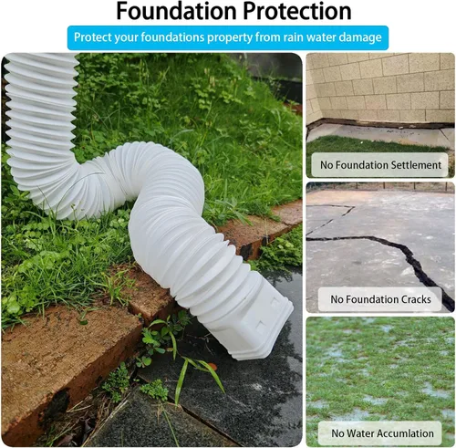 Vista 2 de Paquete de 2 extensiones para bajantes de canaletas de lluvia, extensor y desviador de bajante de drenaje, extensiones flexibles para bajantes que