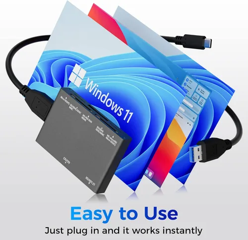 Vista 6 de Lector de tarjetas de memoria múltiple 7 en 1, lector de tarjetas SD USB 3.0 (5Gbps) Lectura simultáneamente 7 tarjetas para tarjeta de memoria
