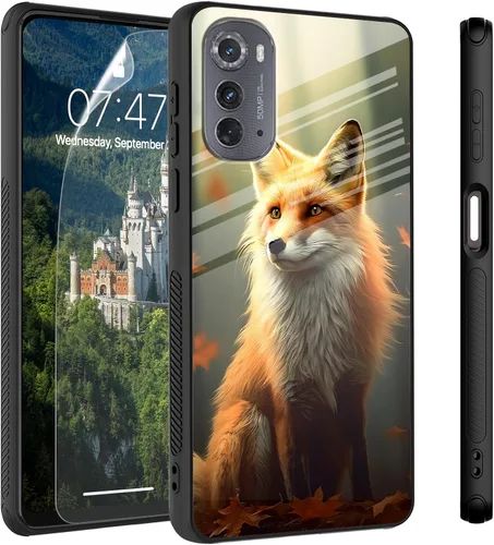 Vista 88 de Funda para Motorola Moto Edge 2022, cubierta trasera de vidrio templado con protector de pantalla, funda protectora a prueba de golpes para Motorola