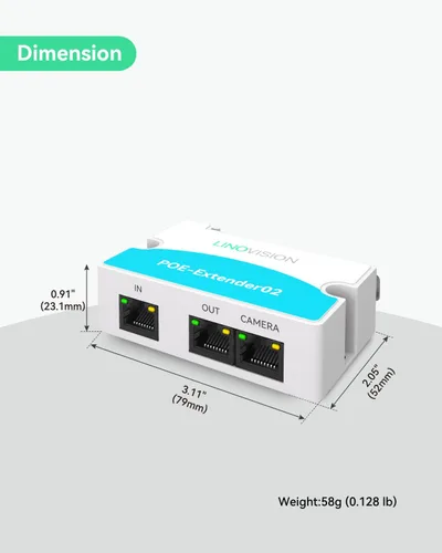 Vista 9 de LINOVISION Mini extensor POE de 2 puertos hasta 1000 pies de alimentación a través de Ethernet sobre cable Cat5/6, divisor POE a 2 dispositivos POE