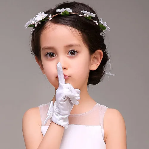 Vista 5 de Guantes blancos para primera comunión, princesa, fiesta de té para niñas de 3 a 12 años