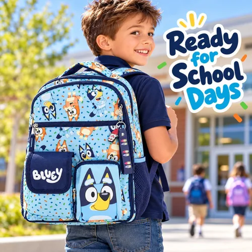 Vista 6 de AI ACCESSORY INNOVATIONS Mochila para niños, bolsa de libros con múltiples bolsillos con correas de hombro ajustables y espalda acolchada, Azul