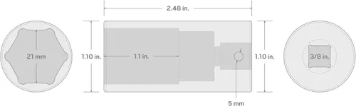 Vista 4 de TEKTON Zócalo de impacto de 6 puntos con accionamiento de 3/8 pulgadas x 0.827 in de profundidad SID13121