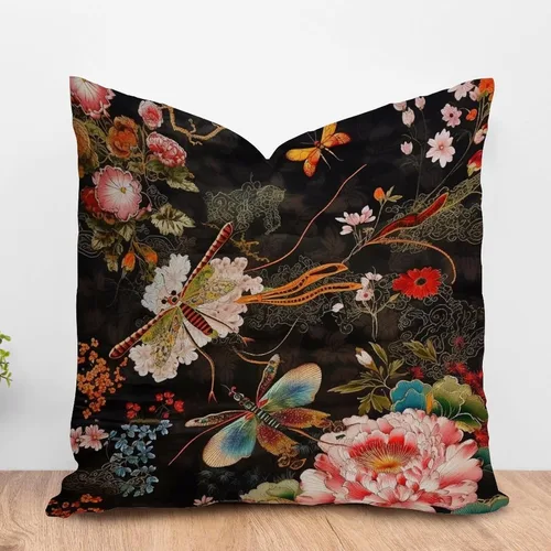 Vista 59 de ArogGeld Funda de almohada blanca con flores chinoiserie, funda de almohada para sofá, diseño floral verde y blanco, funda de almohada de lino A-12