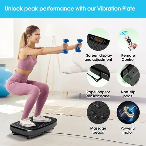 Vista 3 de SoftGym Vibration Plate Exercise Machine for Lymphatic Drainage,Power Vibrate Stand Shake Board 450 Lbs Capacity Whole Body Workout Waver with