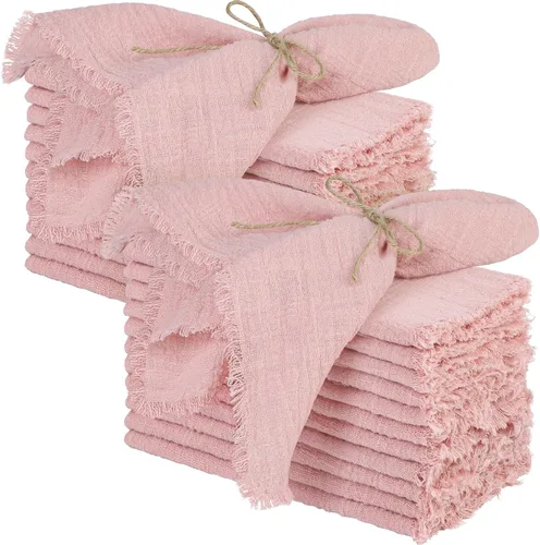 Vista 9 de TURSTIN 12 Piezas de Servilleta de Lino de Algodón Servilleta de Tela Hecha a Mano con Flecos 17 x 17 Pulgadas Servilletas Suave para Cenas Bodas