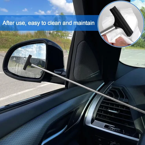 Vista 6 de 2 limpiaparabrisas para espejo de automóvil, mango de 38.6 pulgadas, escobilla de escobilla para espejo de automóvil, escobilla para espejo lateral