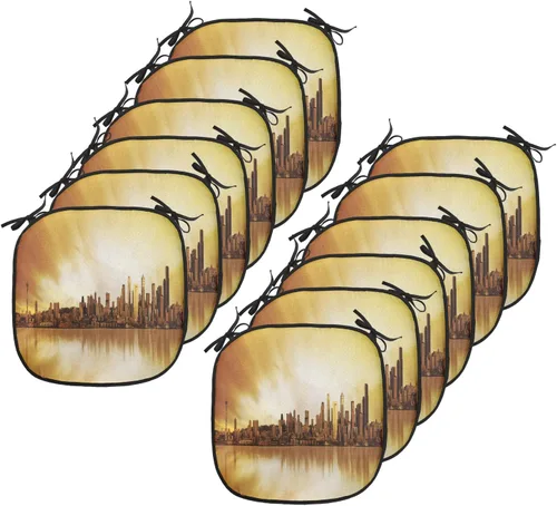 Vista 115 de Lunarable American Chair Cushion Pad, Massachusetts Flagg Holds a Bow and Pointing Downward Arrow, Seat Padding for Kitchen & Patio with Anti-Slip