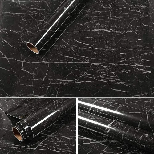 Vista 2 de Q QIHANG Papel tapiz autoadhesivo grueso e impermeable de granito, película extraíble de granito, papel de contacto de cocina para encimeras, Color-1