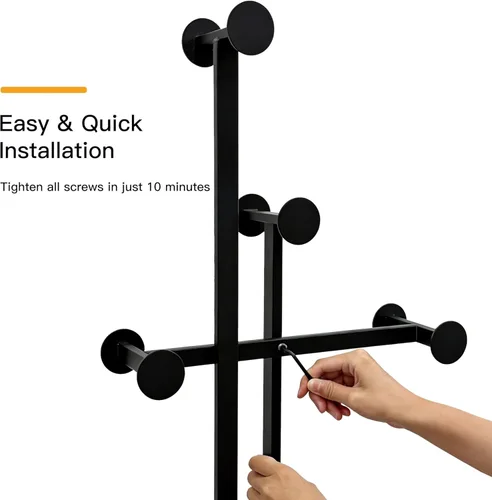 Vista 7 de JIAYUEJU Perchero resistente independiente, perchero de metal con base de mármol, árbol de esquina para entrada, pasillo, dormitorio, oficina, hotel