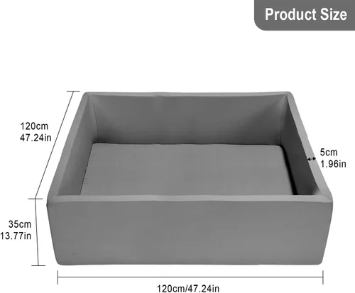 Vista 2 de TRENDBOX Pozo de bolas extra grande de 47.2 x 47.2 x 13.8 pulgadas, equipo suave de espuma viscoelástica para niños pequeños, gris oscuro