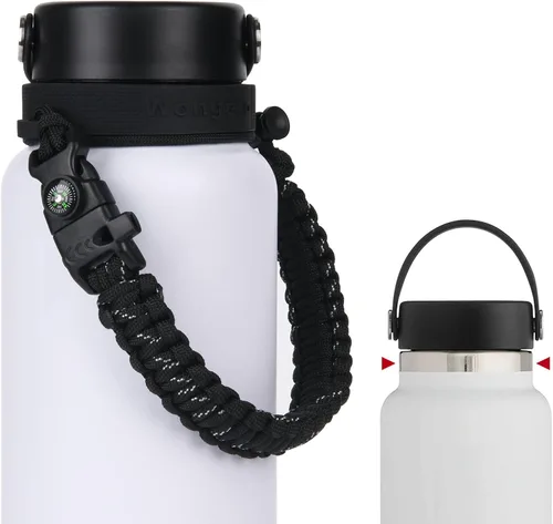2.0 Paracord Handle Compatible with Hydro Flask 2.0 Wide Mouth Water Bottle 12 oz 16 oz 18 oz 20 oz 32 oz 40 oz 64 oz，Perfect for Daily Walking