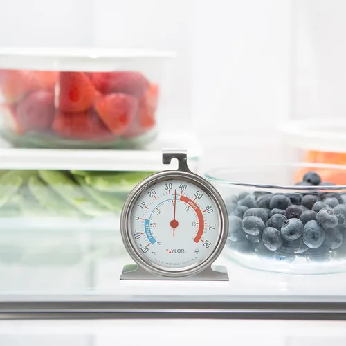Vista 4 de Taylor 5924 - Termómetro analógico para refrigerador y congelador de cocina con esfera grande de 7.6 cm, esfera fácil de leer, acabado plateado