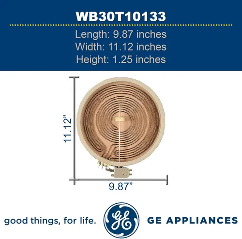 Vista 2 de GE WB30T10133 Elemento Radiante OEM Genuino de 9" de Superficie Dual para Gama Eléctrica GE