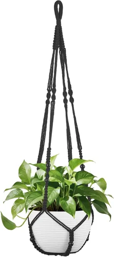 Mkono Colgador de macramé de 43 pulgadas para macetas de hasta 12 pulgadas, soporte para plantas colgantes extra largo, sin borlas, cesta colgante