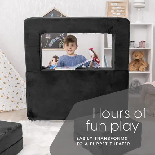 Vista 6 de Milliard Sofá para Niños - Sofá Modular para Niños Pequeños y Bebés, Muebles de Sala de Juegos/Dormitorio (Negro) con Almohada Adicional