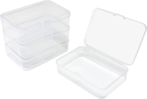 Vista 7 de yueton 4 contenedores rectangulares de color blanco transparente para tarjetas de visita, accesorios, manualidades, tornillos, taladros, batería