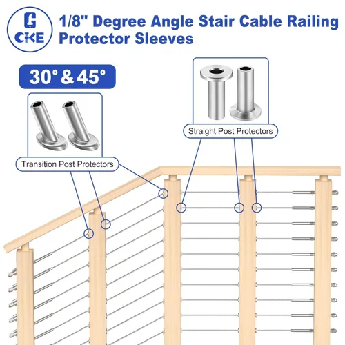 Vista 6 de CKE Paquete de 50 fundas protectoras de acero inoxidable T316 para barandillas de cable de cuerda de alambre de 1/8 pulgadas, fundas protectoras