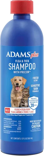 Vista 12 de ADAMS Plus Champú para pulgas y garrapatas con Precor IGR para gatos, gatitos, perros y cachorros de más de 12 semanas de edad, tratamiento