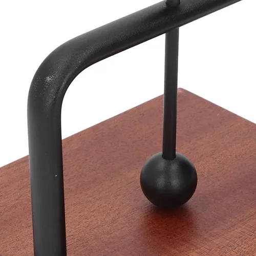 Vista 9 de Vintage Square Cocktail Paper Towel Stand Table Napkin Holder with Lifting Ball Solid Wood Base Metal Rack Napkin Dispenser for Restaurant, Black