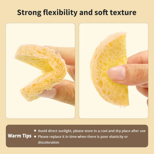 Vista 4 de BEAKEY Esponja de limpieza facial, esponjas faciales de celulosa redondeada comprimida, esponjas de spa cosméticos reutilizables para limpieza