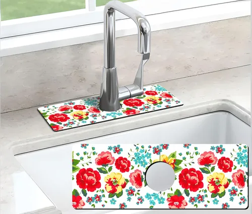 Vista 6 de Protector contra Salpicaduras para Fregadero de Cocina Tapete para Grifo Tapete Súper Absorbente de Secado Rápido Accesorios para Fregadero