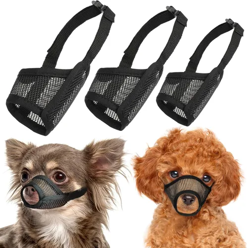 Vista 11 de LUCKYPAW Bozal para perros pequeños, medianos y grandes, bozal de malla antimordeduras, juego de cubierta bucal transpirable con correa ajustable