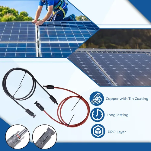 Vista 3 de WFLNHB Cable de extensión de panel solar de calibre 12 negro + rojo de 5 pies, 12 AWG con conector solar hembra y macho