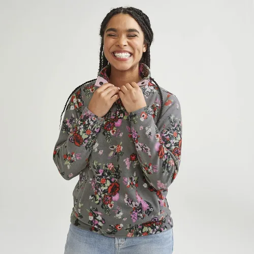 Vista 3 de Vera Bradley Sudadera de forro polar con cuello a presión para mujer con bolsillos (rango de tallas extendidas)