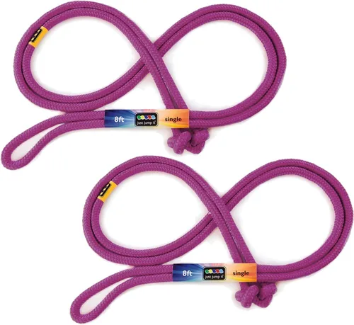 Vista 13 de Just Jump It Paquete de 2 cuerdas de saltar de 8 pies – Equipo de ejercicio activo para jóvenes al aire libre – Accesorios de gimnasio de nailon