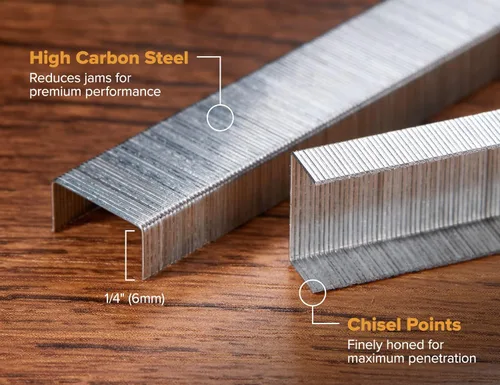 Vista 2 de Bostitch Office Premium grapas estándar, 1/4 de pulgada de longitud, acero de alto carbono, 5000 por caja, paquete de 5