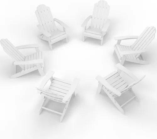 Vista 38 de MXIMU Silla Adirondack plegable para exteriores: sillas Adirondack fáciles de montar y cómodas, silla de plástico compuesto para todo tipo de clima