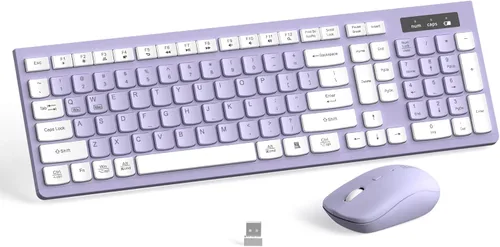 Vista 12 de Combo de teclado y mouse inalámbricos, teclado inalámbrico de tamaño completo y mouse DPI ajustable, receptor USB de 2.4 GHz, teclado y mouse