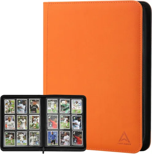 Vista 9 de Arkeiliy Carpeta de tarjetas con 9 bolsillos, bolsillos de doble cara con 30 fundas, soporte para tarjetas coleccionables con cremallera de alta