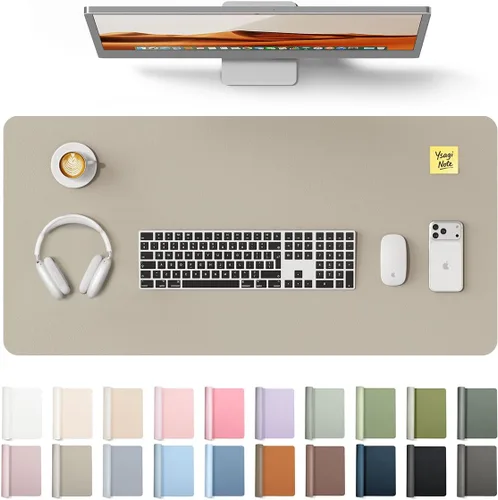 Vista 101 de YSAGi Protector de escritorio de cuero, tapete de oficina, alfombrilla grande para mouse, secante de cuero PU antideslizante, escritorio