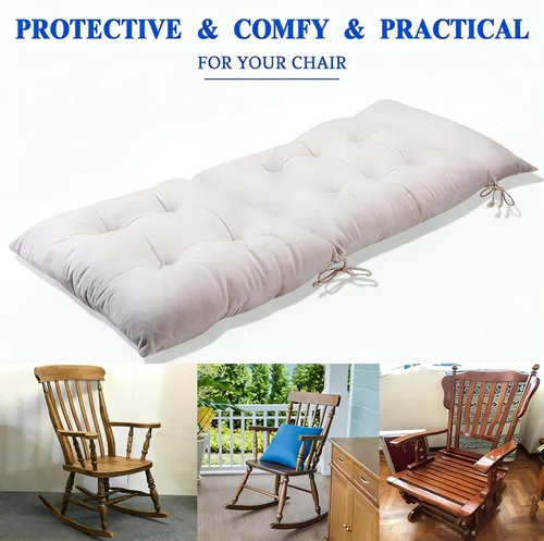 Vista 5 de Big Hippo Juego de cojines para silla mecedora con reposacabezas desmontables, almohadillas extra gruesas para asiento y respaldo, lavable a