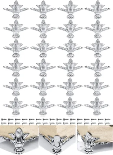 Vista 9 de 24 patas de caja de latón antiguo para cajas de madera, joyas en el pecho, esquina de almacenamiento, protector de aleación de zinc para relieve