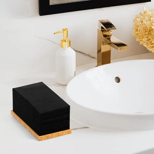 Vista 3 de KAMMAK Servilletas Negras Desechables con Bolsillo para Boda, Servilletas Decorativas de Cena de Papel, Paquete de 100, Toallas de Mano de Invitado