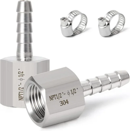 Vista 46 de TAISHER 1 PIEZA Accesorio de Manguera Codo de Acero Inoxidable 304 de 90 Grados - Púa de 1" x Púa de 1" para Combustible/Aire/Líquido/Gas con 2