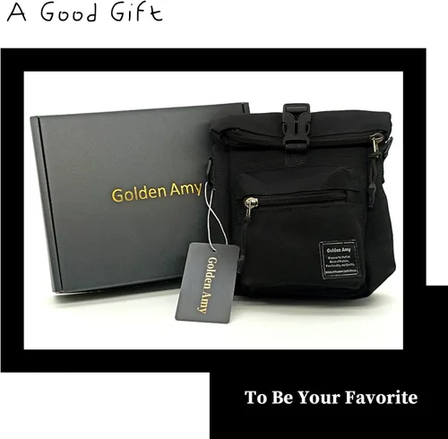 Vista 6 de Foldable Top Black Nylon Sling Bag with Back Mesh Pocket Versatile Crossbody Phone Pouch - Unisex Design